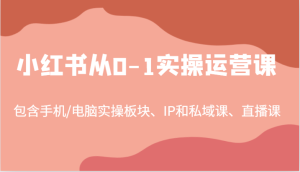 小红书从0-1实操运营课,包含手机/电脑实操板块、IP和私域课、直播课(97节)-世康聊项目