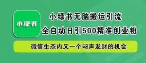 小绿书无脑搬运引流,全自动日引500精准创业粉,微信生态内又一个闷声发财的机会【揭秘】-世康聊项目