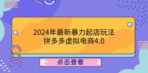 2024年最新暴力起店玩法，拼多多虚拟电商4.0，24小时实现成交，单人可以..-世康聊项目