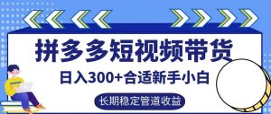 拼多多短视频带货日入300+有长期稳定被动收益，合适新手小白【揭秘】-世康聊项目