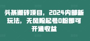 头条搬砖项目,2024内部新玩法,无风险起号0粉即可开通收益-世康聊项目