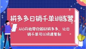 拼多多日销千单训练营,从0开始带你做好拼多多,让日销千单可以快速复制-世康聊项目