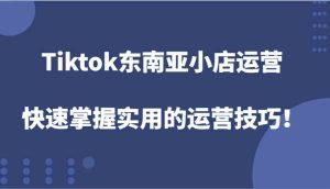 Tiktok东南亚小店运营，快速掌握实用的运营技巧！-世康聊项目