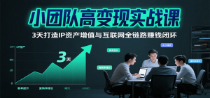 小团队高变现实战课,3天打造IP资产增值与互联网全链路赚钱闭环(第二期)-世康聊项目