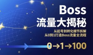 Boss流量大揭秘，从起号到转化细节拆解，从0到1打造Boss流量全流程-世康聊项目