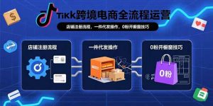 TikTok跨境电商全流程运营:店铺注册流程,一件代发操作,0粉开橱窗技巧-世康聊项目