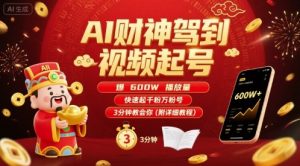 AI财神驾到视频起号，爆600W播放量，快速起千粉万粉号，3分钟教会你(附详细教程)-世康聊项目