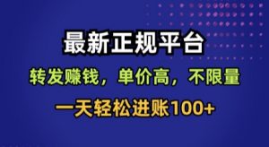 最新正规平台，转发賺钱，单价高，不限量，一天轻松进账100+【揭秘】-世康聊项目