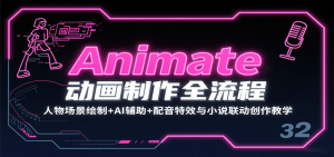 Animate动画制作全流程：人物场景绘制+AI辅助+配音特效与小说联动创作教学-世康聊项目