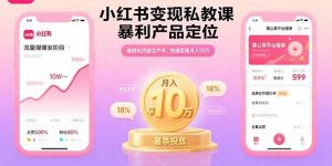 小红书变现私教课,暴利产品定位,高转化内容生产术,快速实现月入10万-世康聊项目