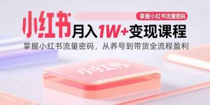 小红书月入1W+变现课程:掌握小红书流量密码,从养号到带货全流程盈利-世康聊项目