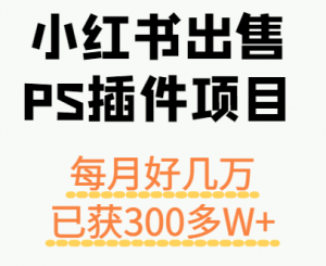 小红书出售PS插件项目，每月都收入好几万，长期操作已获利300多W+-世康聊项目