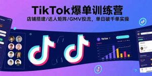 TikTok爆单训练营，店铺搭建/达人矩阵/GMV投流，单日破千单实操-世康聊项目