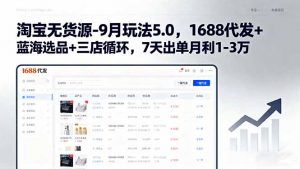 淘宝无货源-9月玩法5.0,1688代发+蓝海选品+三店循环,7天出单月利1-3万-世康聊项目