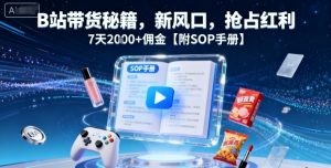 B站带货秘籍,新风口,抢占红利,7天2k+佣金【附SOP手册】-世康聊项目