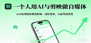 一个人用AI与剪映做自媒体,从AI应用到各赛道剪辑、涨粉变现,从起号到变现-世康聊项目