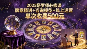 2025塔罗师必修课，牌意精讲+咨询模型+线上运营，单次收费500元-世康聊项目