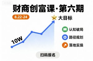 财商创富课第六期8月22-24号，如何从10W起步，一步步实现大目标-世康聊项目