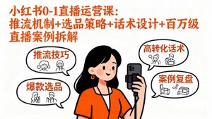 小红书0-1直播运营课：推流机制+选品策略+话术设计+百万级直播案例拆解-世康聊项目