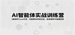 AI智能体实战训练营:0基础学Coze开发,功能模块项目实战,商单案例与直播回放-世康聊项目