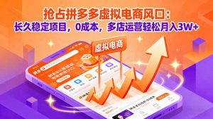 抢占拼多多虚拟电商风口：长久稳定项目，0成本，多店运营轻松月入3W+-世康聊项目