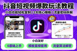 抖音短视频爆款玩法教程，小白也能轻松复制-世康聊项目