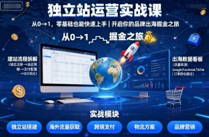 独立站运营实战课，从0到1，零基础也能快速上手，开启你的品牌出海掘金之旅-世康聊项目