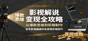 影视解说变现全攻略：从爆款思维到剪辑制作，含手机电脑操作及变现实用技巧-世康聊项目
