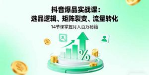 抖音爆品实战课:选品逻辑、矩阵裂变、流量转化,14节课掌握月入百万秘籍-世康聊项目