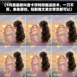 9月底最新抖音卡双特效搬运技术，一刀不剪，条条原创，短剧推文美女带货都可以-世康聊项目