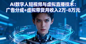 AI数字人短视频与虚拟直播技术:广告分成+虚拟带货月收入2万-8万元-世康聊项目