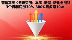 营销实战-9月突围课:本质+流量+转化全链路 3个月利润涨30%-300%月多赚10w+-世康聊项目