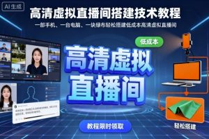 高清虚拟直播间搭建技术教程,一部手机、一台电脑、一块绿布轻松搭建低成本高清虚拟直播间-世康聊项目