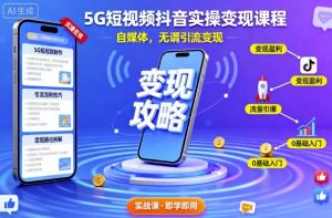 5G短视频抖音实操变现课程，自媒体，无谓引流变现-世康聊项目