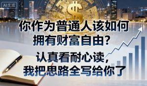 付费文章：你作为普通人该如何拥有财富自由？认真看耐心读，我把思路全写给你了-世康聊项目