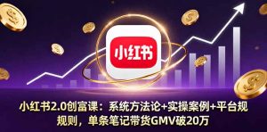 小红书2.0创富课:系统方法论+实操案例+平台规则,单条笔记带货GMV破20万-世康聊项目