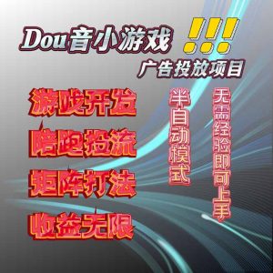 抖音小游戏广告推广项目，2025最新实测落地，单日收益300+-世康聊项目