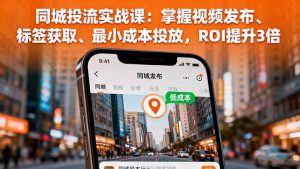 同城投流实战课：掌握视频发布、标签获取、最小成本投放，ROI提升3倍-世康聊项目