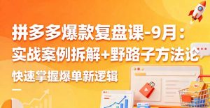 拼多多爆款复盘课-9月：实战案例拆解+野路子方法论，快速掌握爆单新逻辑-世康聊项目