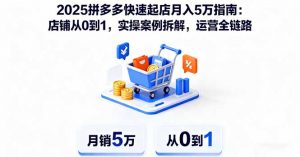2025拼多多快速起店月入5万指南：店铺从0到1，实操案例拆解，运营全链路-世康聊项目