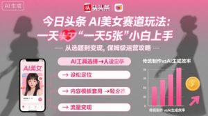 今日头条AI美女赛道玩法,一天轻松5张,小白轻松上手-世康聊项目
