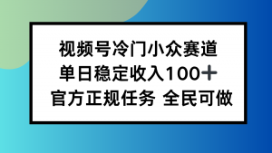 视频号小众赛道,单日稳定收入100+,适合所有人-世康聊项目