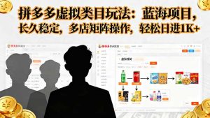 拼多多虚拟类目玩法,蓝海项目,长久稳定,多店矩阵操作,轻松日进1K+-世康聊项目