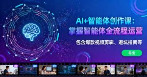 AI+智能体创作课:掌握智能体全流程运营。包含爆款视频剪辑、避坑指南等-世康聊项目