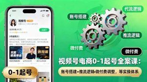 视频号电商0-1起号全案课:账号搭建+推流逻辑+微付费调整,等实操体系-世康聊项目