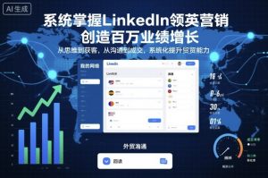 系统掌握LinkedIn领英营销，创造百万业绩增长，从思维到获客，从沟通到成交，系统化提升外贸能力-世康聊项目