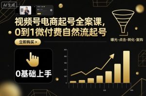 视频号电商起号全案课，0到1微付费自然流起号-世康聊项目