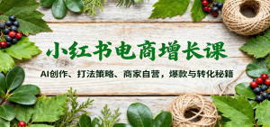 小红书电商增长课：AI创作、打法策略、商家自营，爆款与转化秘籍-世康聊项目