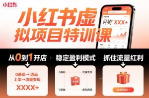 小红书虚拟项目特训课,帮你从0到1打造稳定盈利的店铺,抓住流量红利(更新9月)-世康聊项目