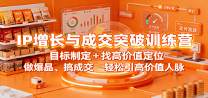 IP增长与成交突破训练营:目标制定+找高价值定位,做爆品、搞成交,轻松引高价值人脉-世康聊项目